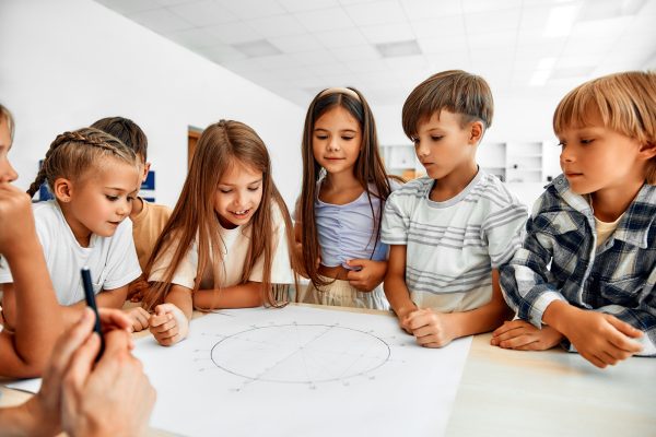 Children learning in a school classroom